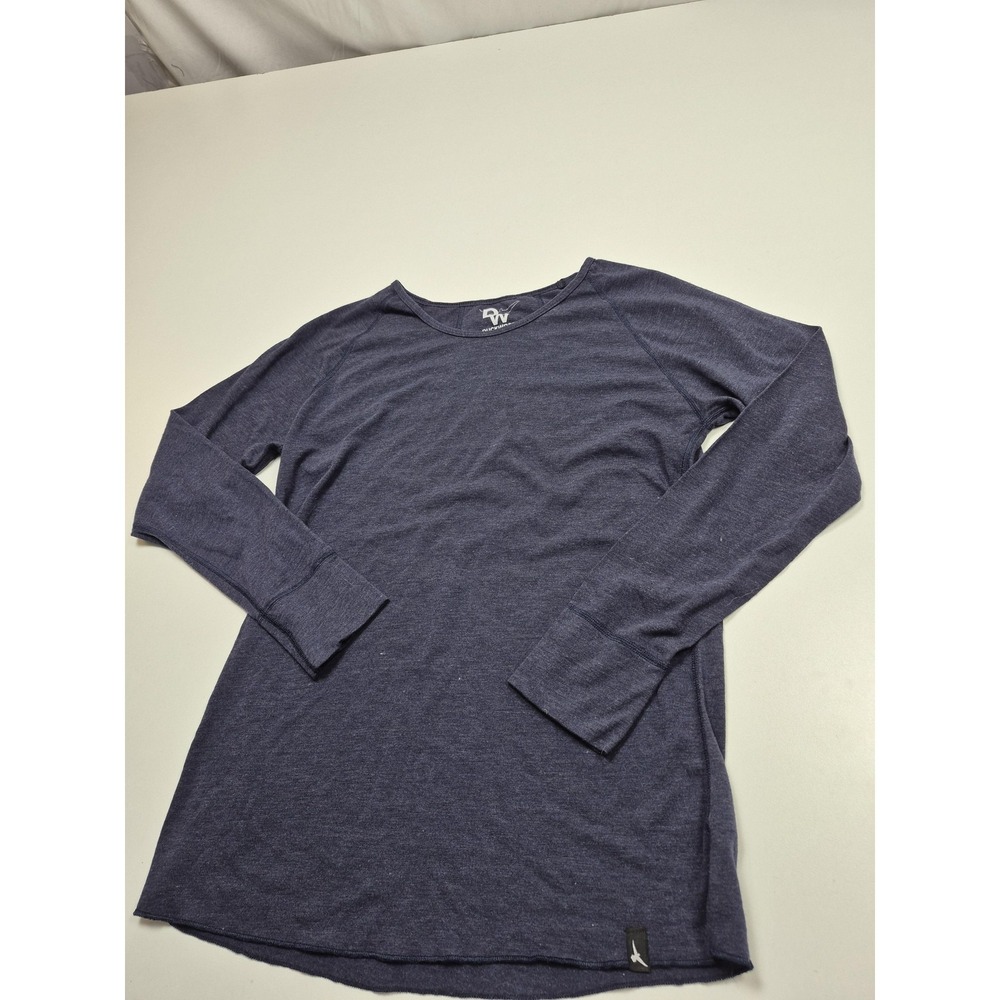 Duckworth Shirt Womens Large Blue Merino Wool Blend Crewneck Raglan Long Sleeve